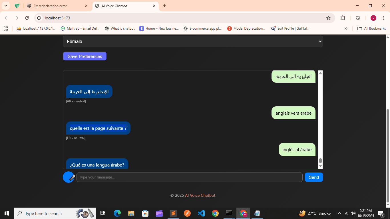 AI Voice Chatbot project screenshot 1